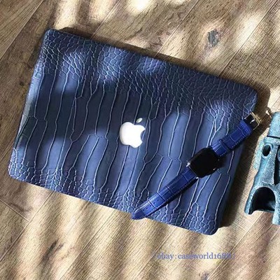 Royal Blue Crocodile PU Leather Case For Macbook M5 Air 13 15 Pro 14 16 12 11 in