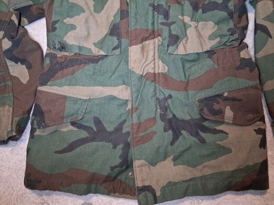 US Army M65 Field Jacket Mens XSmall Short Woodland Camo Lined