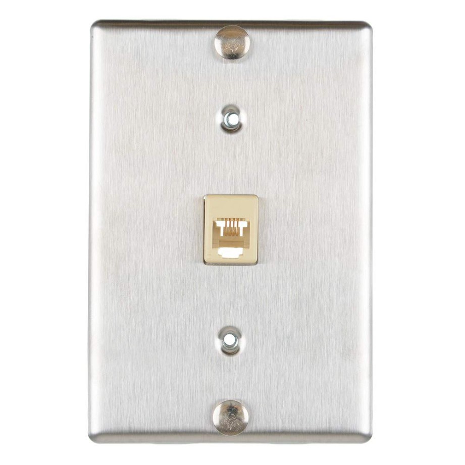 Leviton Telephone Wall Phone Wallplate Surface Mount Jack, 1 Modular 6P4C Jack,