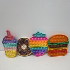 Set of 4 Food-Shaped Pop It Sensory Fidget Toys - Multicolor