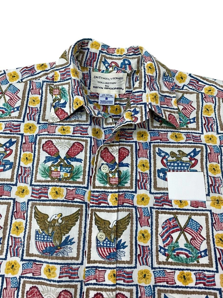 Reyn Spooner Hawaiian Shirt S Men's Dietrich Varez July of 4th Made in Hawaii - Image 4 of 4