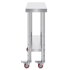 76X30cm Commercial Catering Table Stainless Steel Work Bench Food Pre w/ Wheels