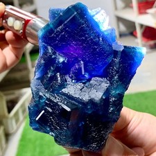 480G Natural fluorite Blue Green Purple cubic mineral crystal sample/Zhejiang