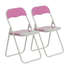Coloured Padded Folding Chairs - Pink - Pack of 2