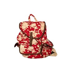 Woman s Floral Backpack Red And White Color Comfortable Straps With Side Pockets