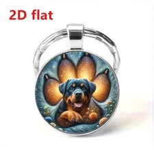 Rottweiler Dog Keychain Car Key Ring Backpack Purse Bag Charm Dog Lover Gift