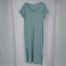 Peruvian Collection Malibu T Shirt Maxi Dress Teal Medium Coastal Beach
