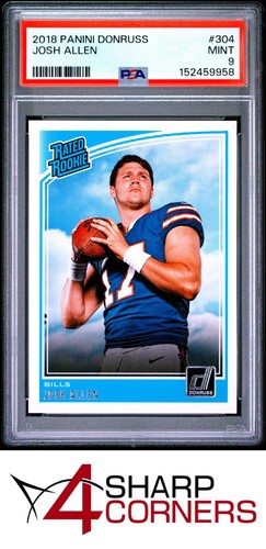 2018 PANINI DONRUSS #304 JOSH ALLEN RC RATED ROOKIE BILLS PSA 9
