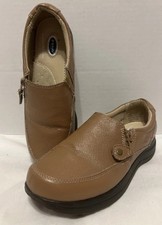 Dr Scholls Double Air-Pillo Comfort Brown Leather Side-Zip Loafers Shoes Sz 6.5