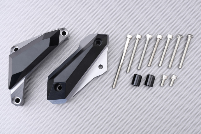 Tampons de protection carters en titane YAMAHA MT03 look carbone