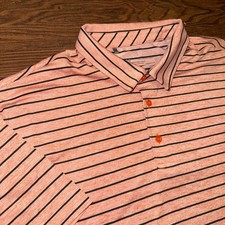 Under Armour Golf Polo Shirt Men  s XXL Loose Fit Heat Gear Peach Coral Striped