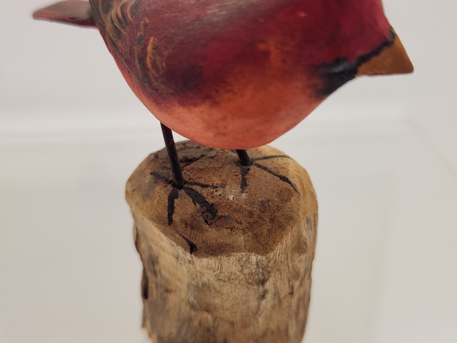 Peter Peltz Small Cardinal Carved Bird Folk Art Wood Decoy Cape Cod
