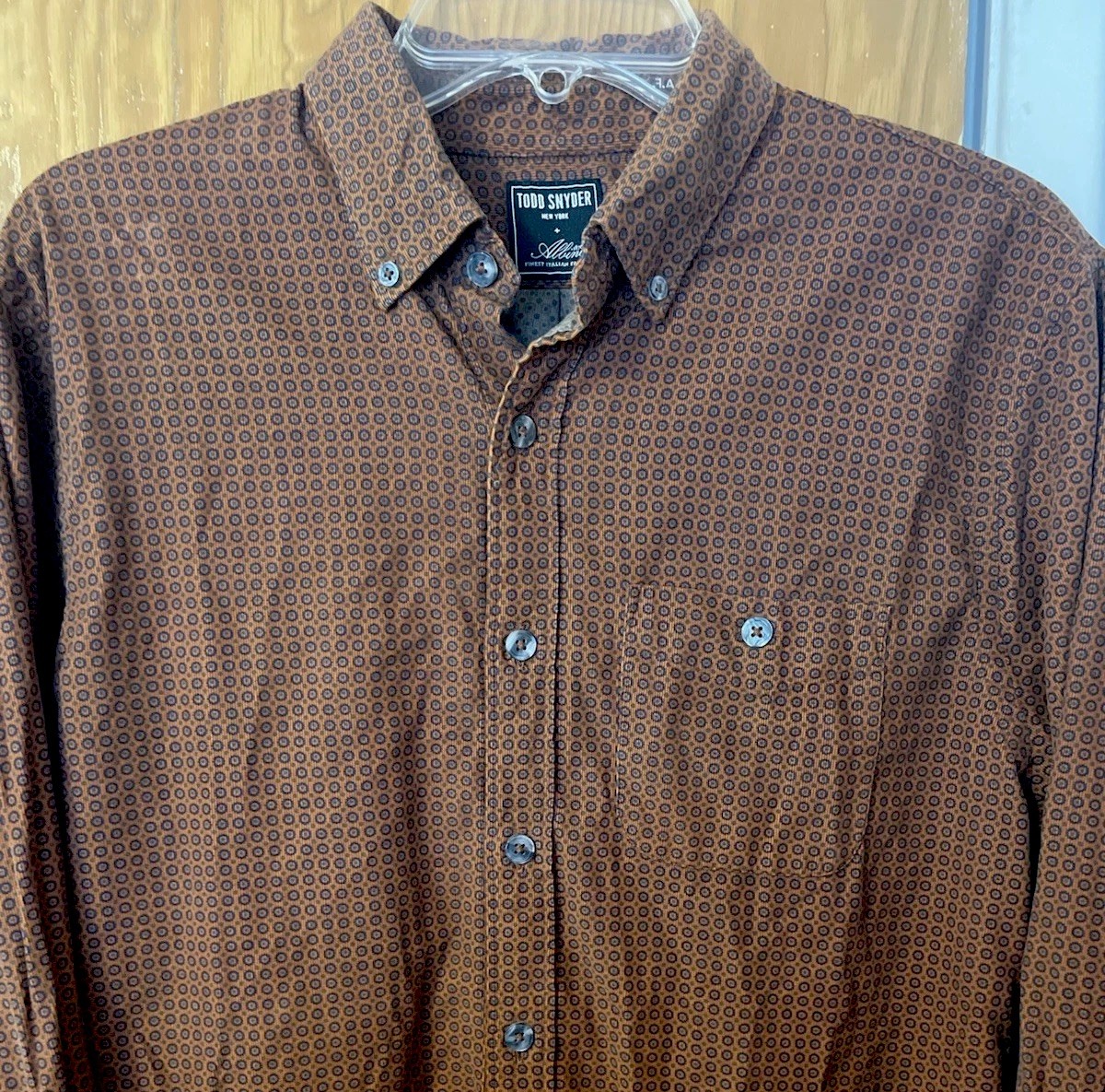 Todd Snyder Albini Geometric Pattern Print Button Shirt Size M Brushed Cotton