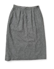 Vintage 80s Wool Silk Blend Houndstooth Pencil Skirt Secretary Retro Academia