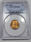 1909 VDB Lincoln Wheat Cent Penny 1c PCGS MS64 RD High Grade First Year! *M343