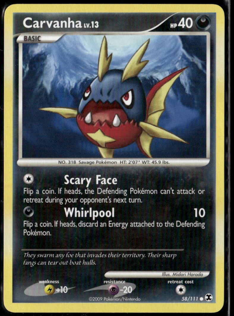 Carvanha 58/111 Common Rising Rivals LP Pokemon Card