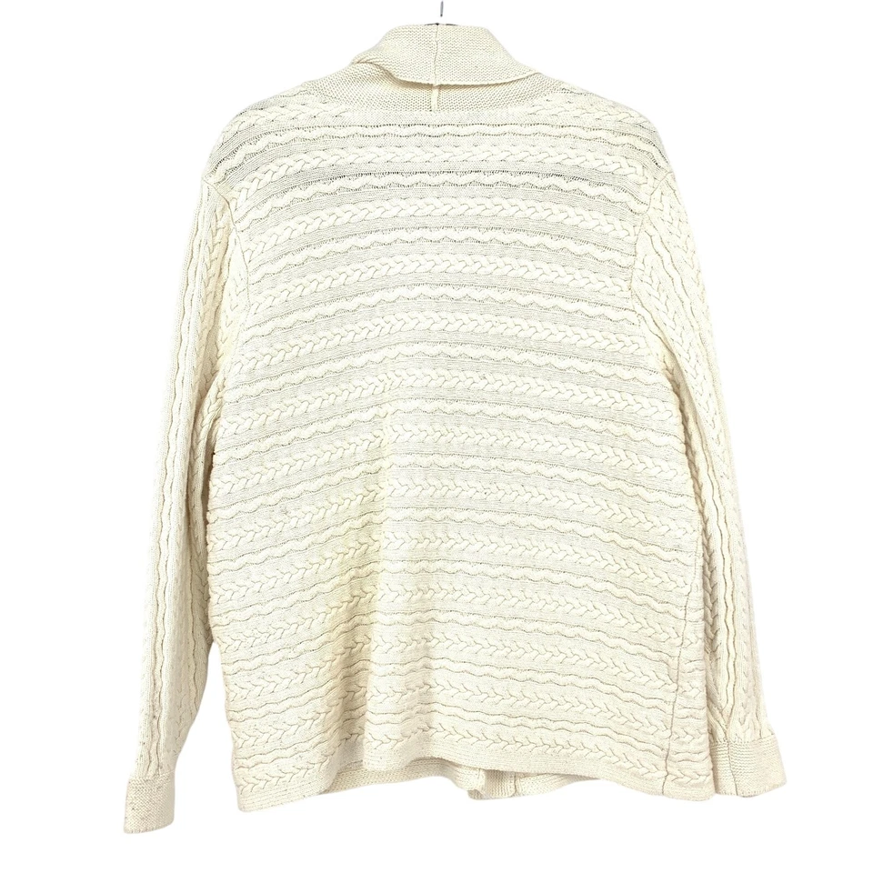 Cárdigan Jones New York cuello chal para mujer talla 2X tejido con cable crema  Foto 2 de 4