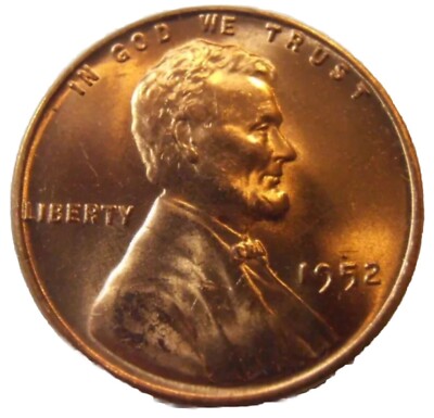 1952-P Gem BU Red From OBW US Lincoln Wheat Cent Penny Free S&H W/Tracking!!