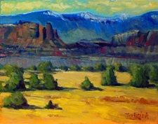 Desert plateau mountain sage purple realistic Impressionism Landscape Original 