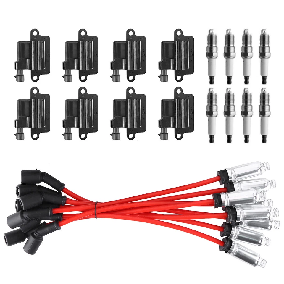 8 Pack Square Ignition Coil & Spark Plug Wire For Chevy GMC 4.8L 5.3L 6.0L 8.1L - Изображение 2 из 4