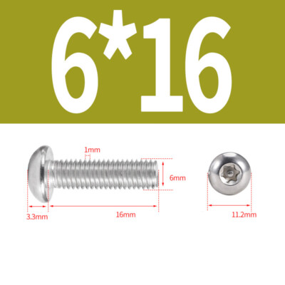 M5 Button Head Security Screws - Torx 6-Lobe Pin (TX) Anti-Vandal Bolts - Bike Use