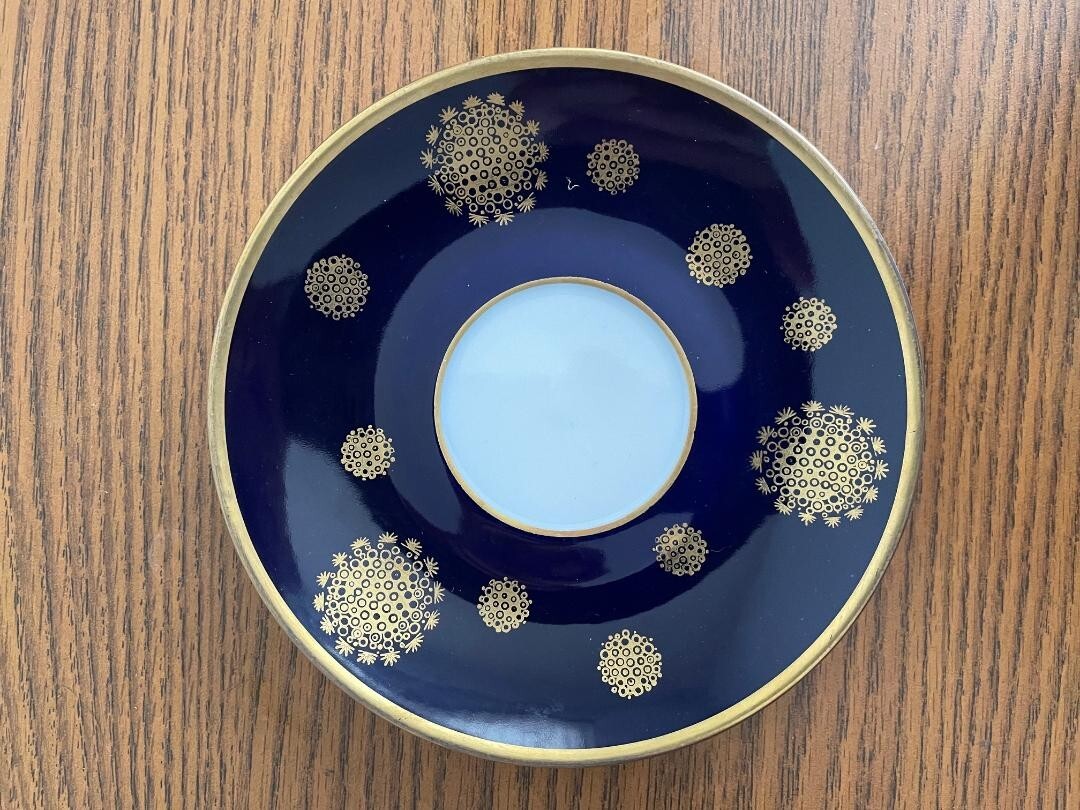 Vintage Germany GDR Cobalt Blue Gold Porcelain Fine China Lichte
