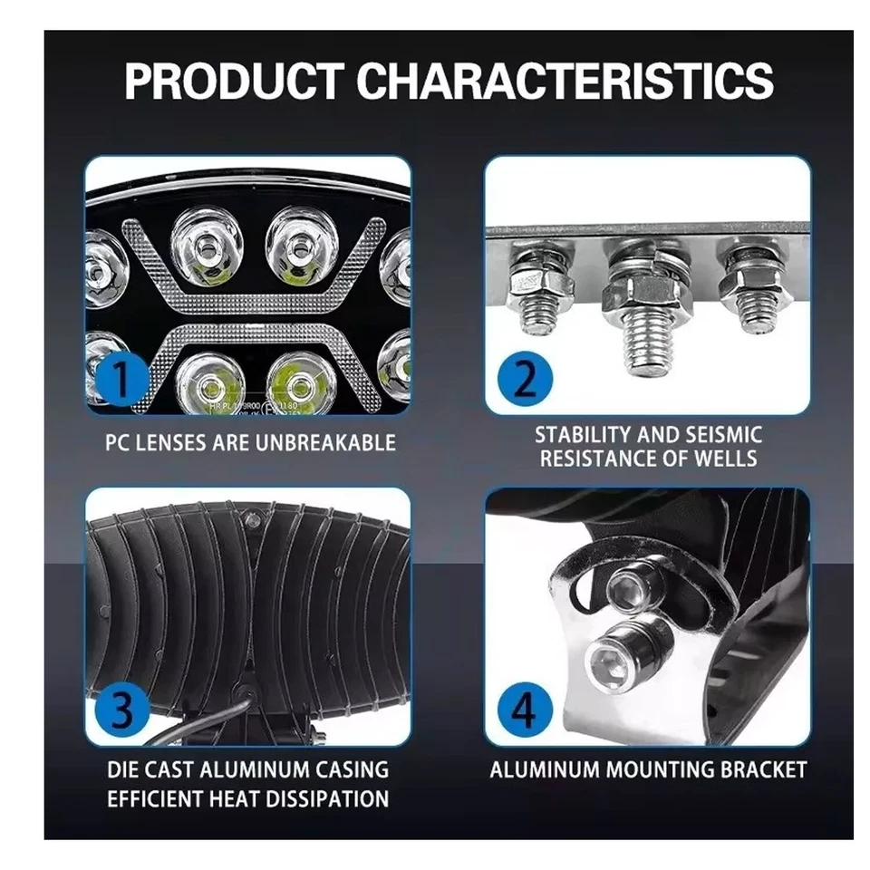 4x LED Phares Feux Longue Portée 12V 24V LED 100W Feu Route camion - Photo 2/4