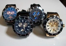 Men's Black, Gold & Rose Finish Tecno Sport Silicone Band Fashion Hip Hop Watch