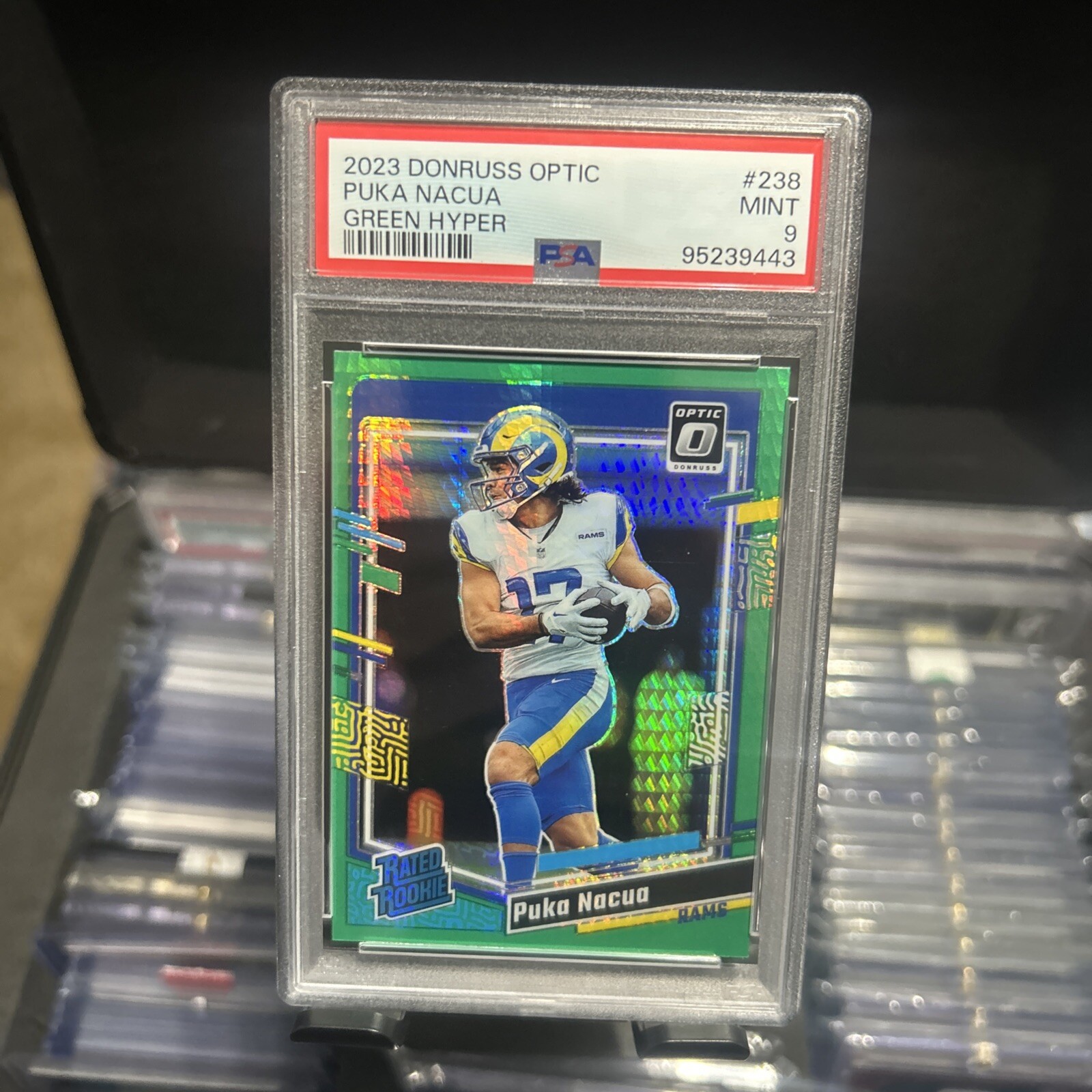2023 PANINI DONRUSS OPTIC #238 PUKA NACUA GREEN HYPER RATED ROOKIE RC MINT PSA 9