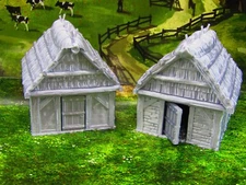 Farm House Village Cottages Pair Scatter Terrain Scenery 3D Printed Model