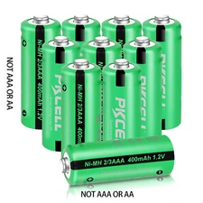 10Pcs Ni-MH 2/3AAA Size Rechargeable Batteries 400mAh 1.2V Button Top for Lights