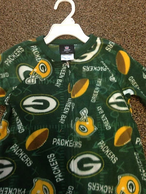 NFL Green Bay Packers Full Zip Footed Pajama Sleeper Coverall SIZES 4-8