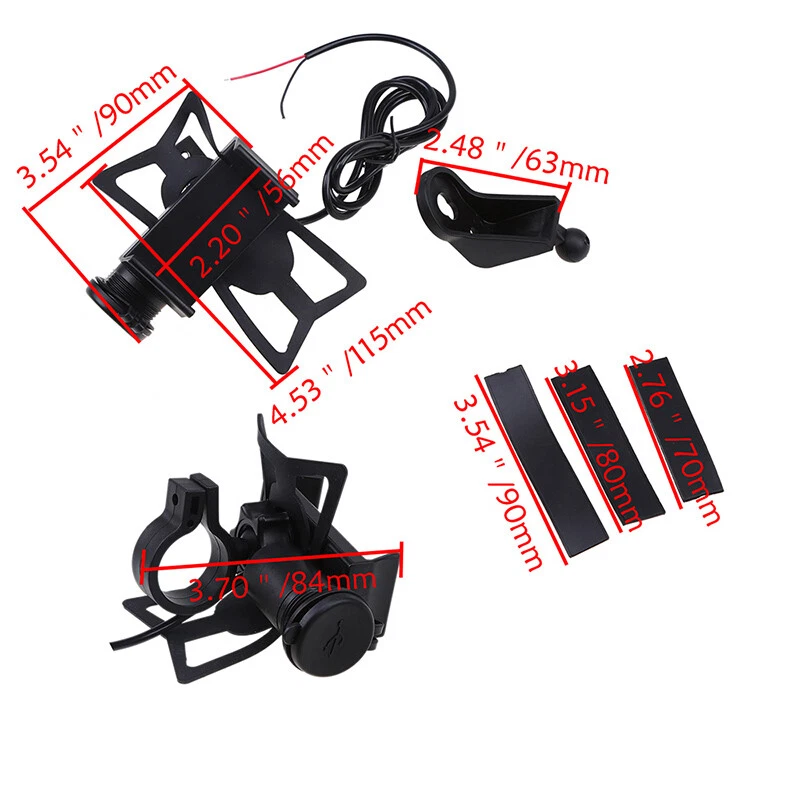 Cargador de alimentación USB para motocicleta soporte de teléfono adaptador impermeable ajuste universal Foto 3 de 4