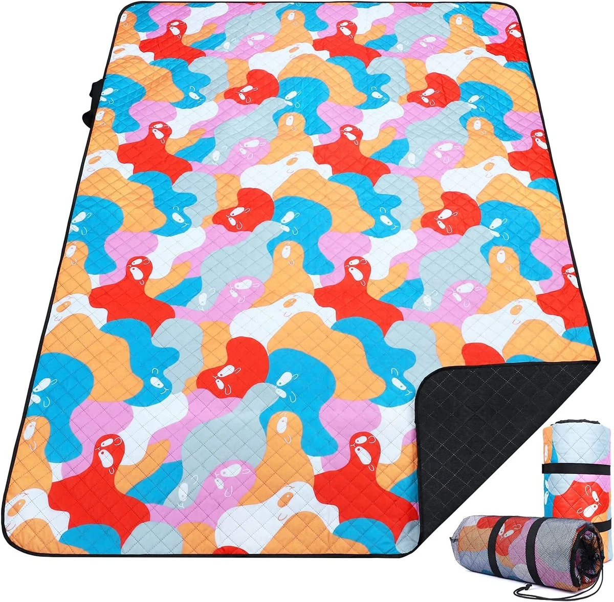 Coperta Da Picnic Impermeabile Eyesome - Tascabile, Per Spiaggia E Campeggio, Anti-Sabbia, 4739, Nero