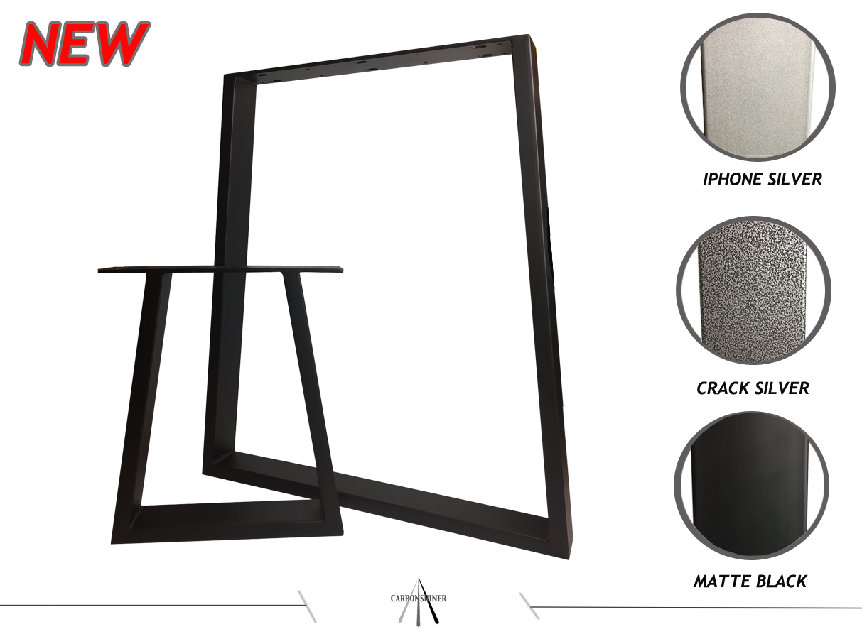 'Trapecio' Juego de 2 Mesas de Acero - Escritorio - Piernas de Banco - Horquilla Recubierta de Polvo
