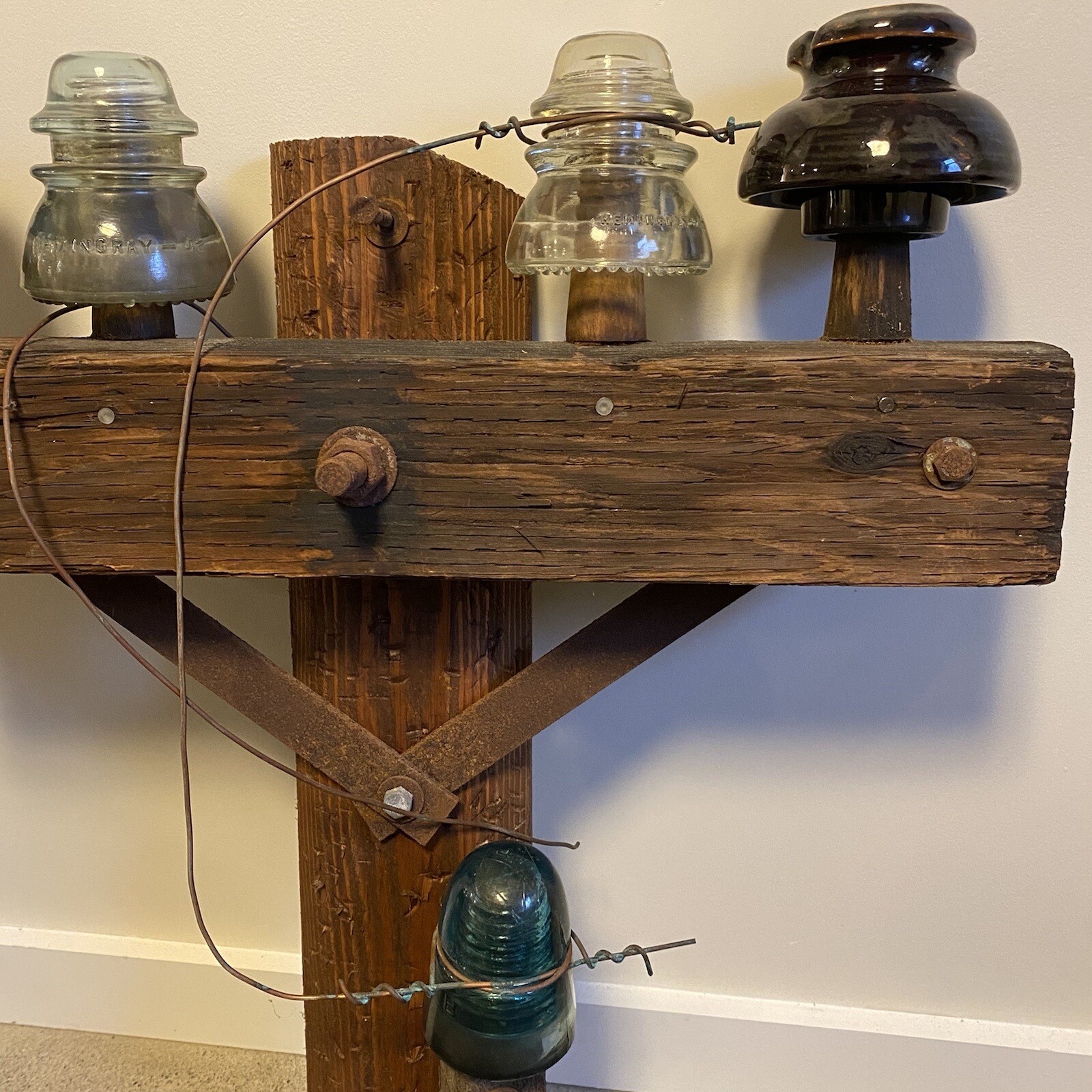 VTG MILKY BLUE AQUA SMOKEY Grand Canyon Style GLASS INSULATOR SCULPTURE SET 28” eBay