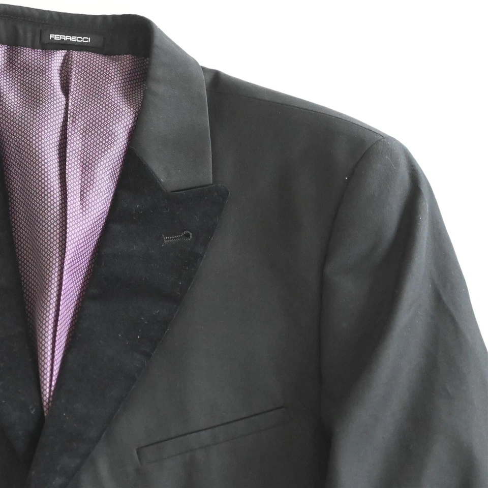 Ferrecci 40R 32x32 Black Velvet Trim Slim Mens Formal Jacket Pants Tux Tuxedo - Image 2 of 4