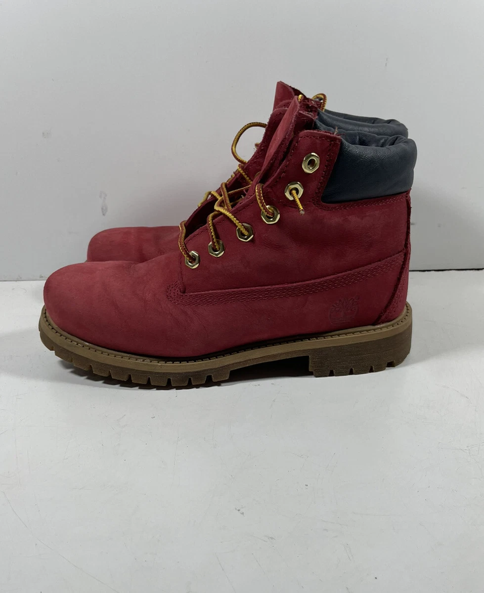 Timberland Genuine Leather Burgundy Red Boots Size US 3 water proof