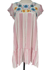 Blu Pepper Perch For Anthropologie M Embroidered Ruffle Dress Flower NEW