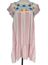 Blu Pepper Perch For Anthropologie M Embroidered Ruffle Dress Flower NEW