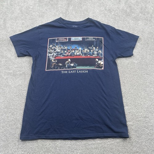 New England Patriots Last Laugh Supper T Shirt Men's Size M Blue Superbowl Brady