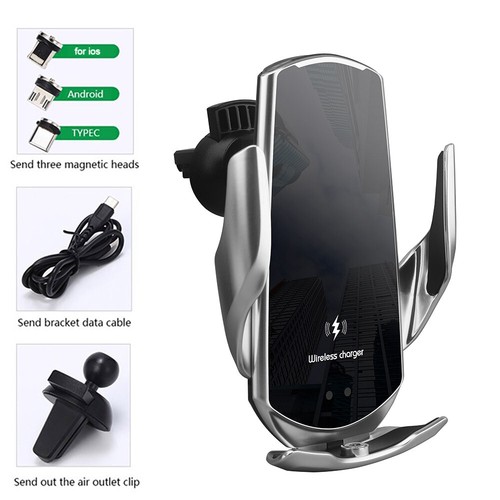 15W Wireless Charger Car Phone Holder For iPhone 13 Pro 12 XS Samsung S21 S20 - Picture 12 of 14