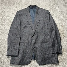 Hart Schaffner Marx Vintage Tweed Blazer Men's 44 Wool Herringbone Two Button