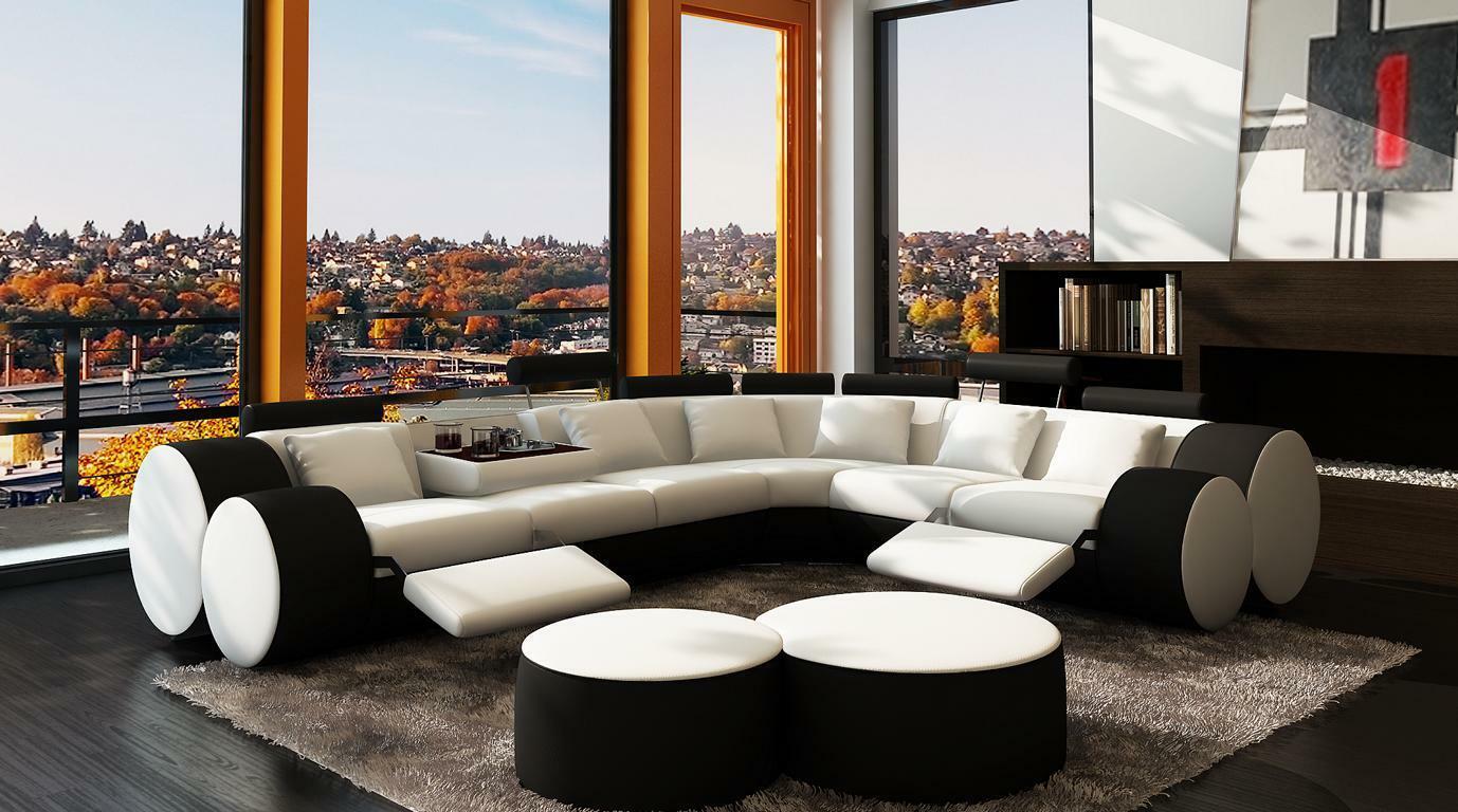 XXL Multifunktions Ledercouch Couch Big Sofa Polster Ecksofa Moderne