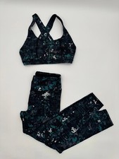 Sweaty Betty Circuit Workout Bra  Leggings Set Women's Small Black Camouflage