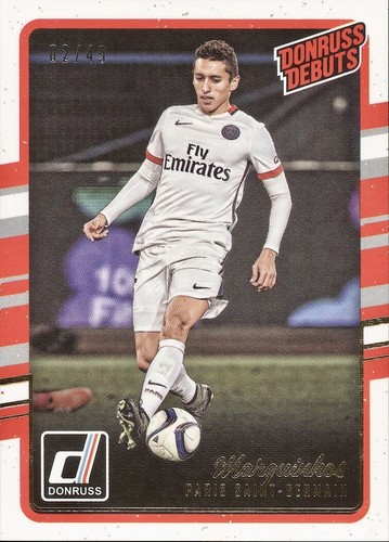 2016-17 Panini Donruss Marquinhos Donruss Debut Rookie Canvas /49 PSG #221 RC - Picture 2 of 3