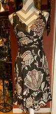 Ann Taylor 4P Brown Crossover Sleeveless Summer Silk Dress