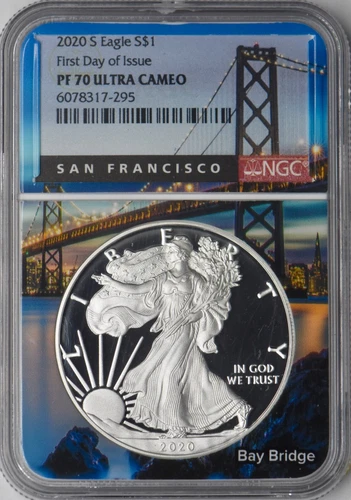 2020-S American Silver Eagle - NGC PF70UC FDOI Bay Bridge Core - ✪COINGIANTS✪