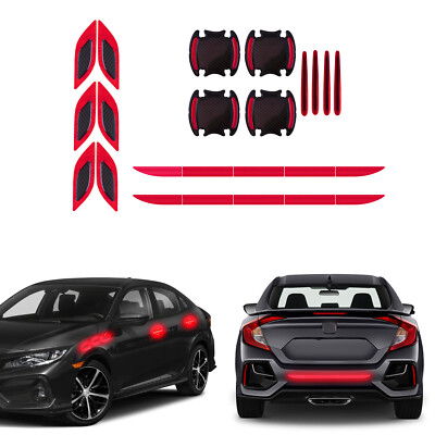 6 stuks 3D sterk reflecterende strepen, autospatbord, kap, bumper, reflecterende stickers, hoge intensiteit, reflecterende stickers voor nachtzicht, auto, SUV (wit