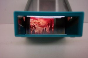 50's REALIST REALORAMA SLIDE VIEWER---TURQUOISE & GREY COLOR---WORKS